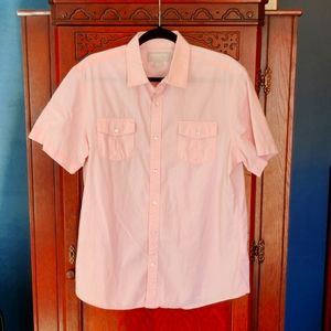 Claiborne men's short sleeved Pink shirt size large slim fit stretch